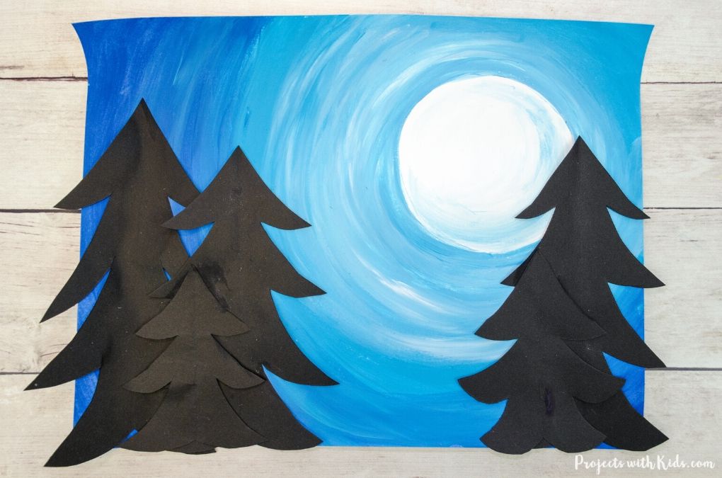Winter mixed media art project for kids to make.