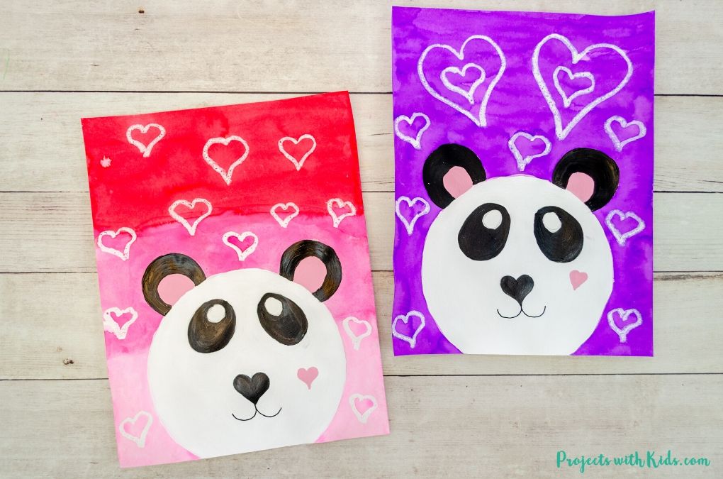 Panda art projects for kids using a mixed media approach