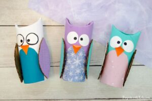 Toilet paper roll owl craft for kids to make