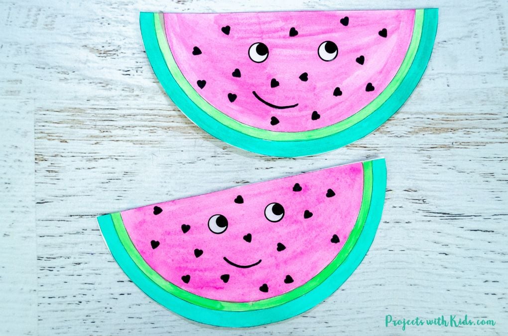 watermelon Valentine's Day card craft for kids to  make.