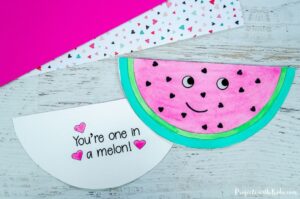 Watermelon Valentine's Day card craft for kids to make