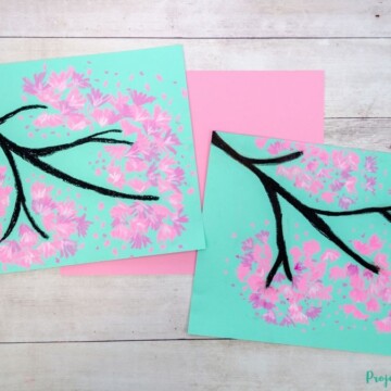Cherry blossom chalk pastel art for kids to make