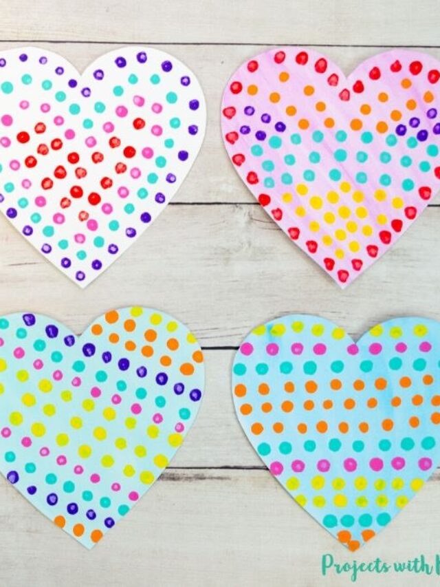 EASY Q-TIP PAINTED HEART ART FOR KIDS TO MAKE STORY - Projects with Kids