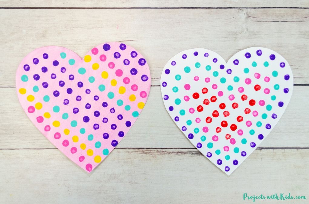 Easy QTip Painted Heart Art for Kids to Make Projects