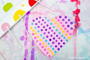 Easy Q-Tip Painted Heart Art for Kids to Make - Projects with Kids