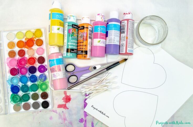 Easy Q-Tip Painted Heart Art for Kids to Make - Projects with Kids