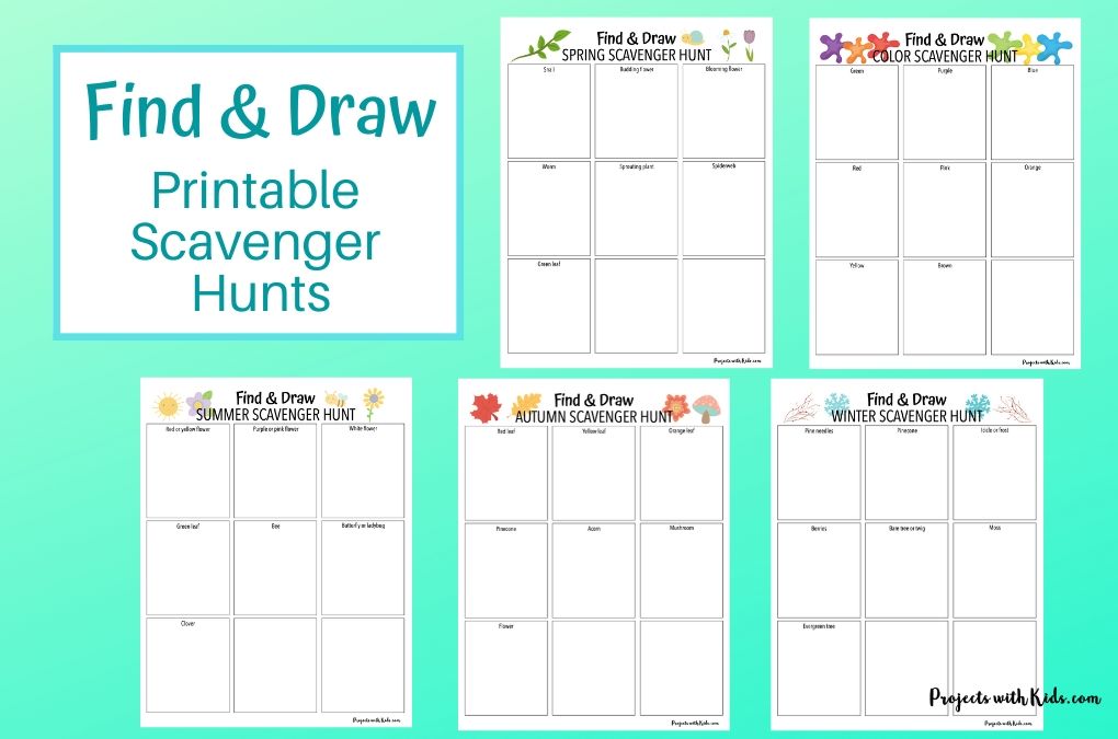 Find and draw printable scavenger hunts for kids to complete.