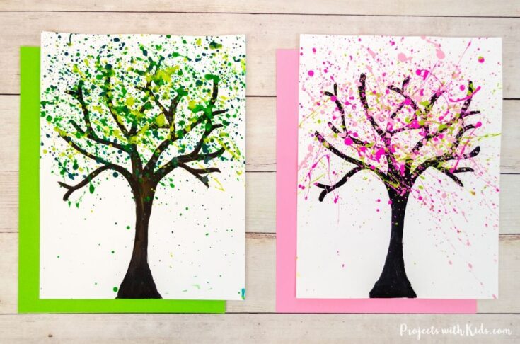 Cherry blossom and summer splatter paint trees.