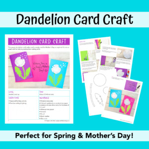 Dandelion card craft PDF to print out with template
