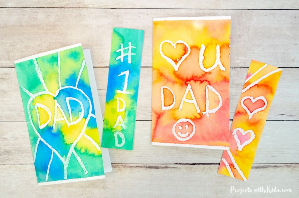 Father's Day watercolor bookmark and card craft and gift idea.