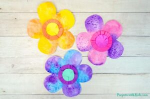 Colorful watercolor flowers easy kids art project