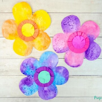 Colorful watercolor flowers easy kids art project