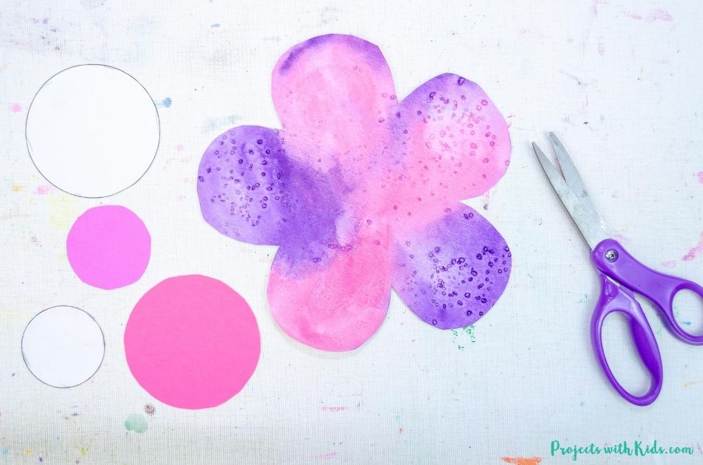 Pink and purple cut out of a watercolor flower