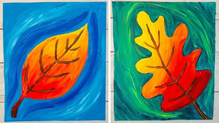 Beautiful Autumn Leaf Painting Idea For Kids - Projects With Kids