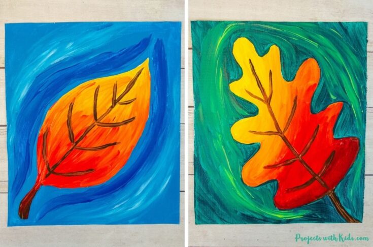 Autumn leaf painting idea for kids and tweens to make.