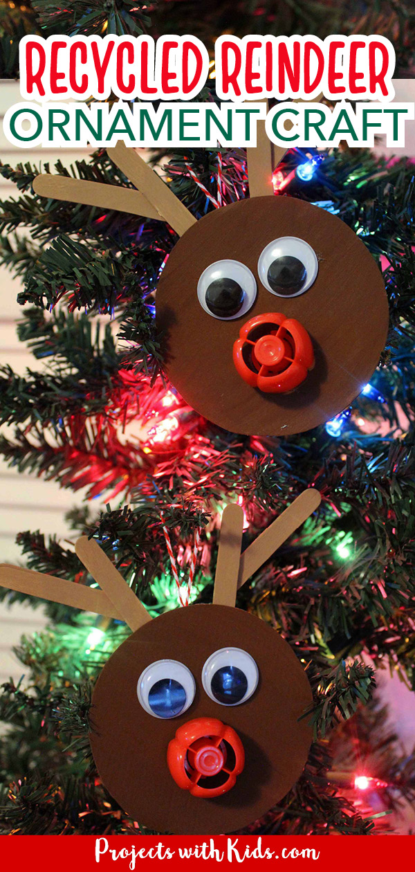 Reindeer ornament craft using recylced materials.