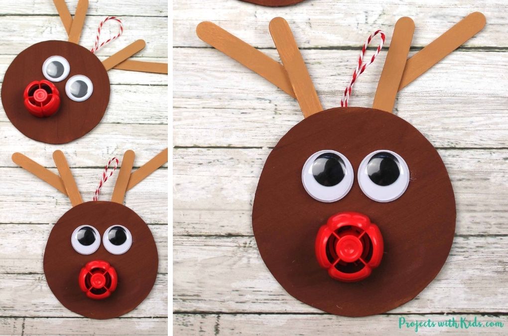 Recycled reindeer ornament craft for kids to make