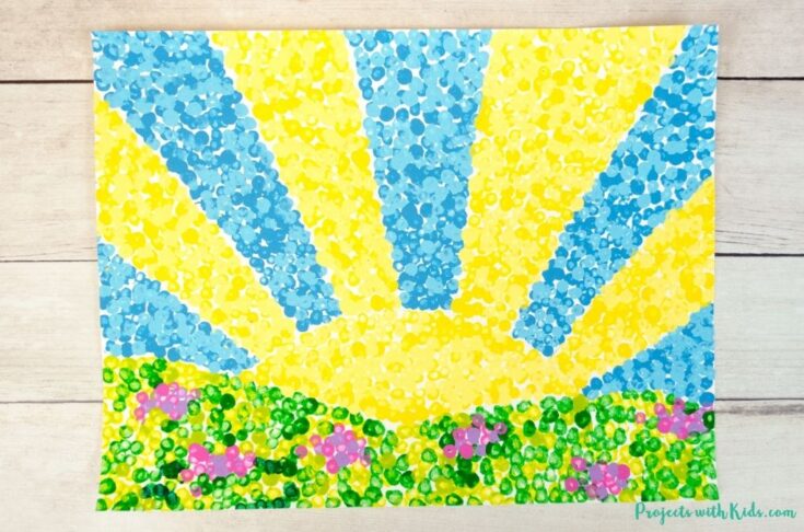 Pointillism art project for kids inspired by Georges Seurat.