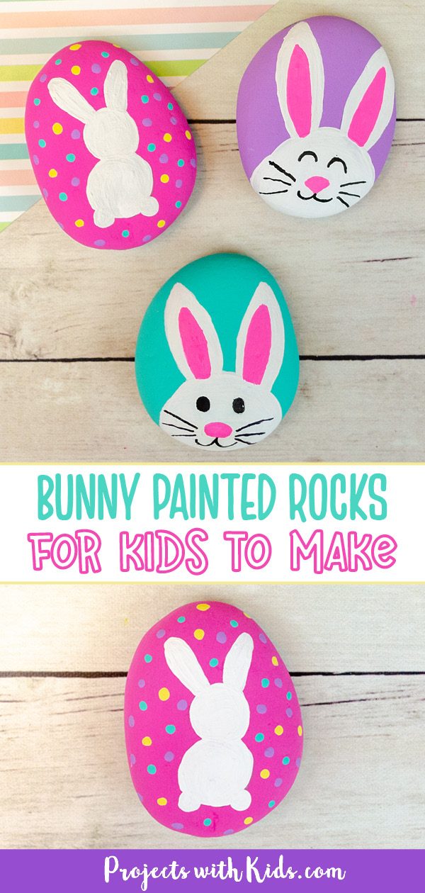 The Cutest Easter Bunny Painted Rocks for Kids to Make - Projects with Kids
