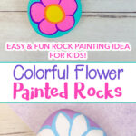 Flower rock painting idea for kids to make
