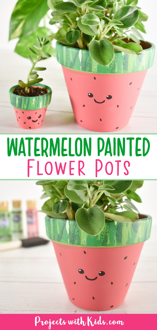 watermelon painted flower pots kids craft