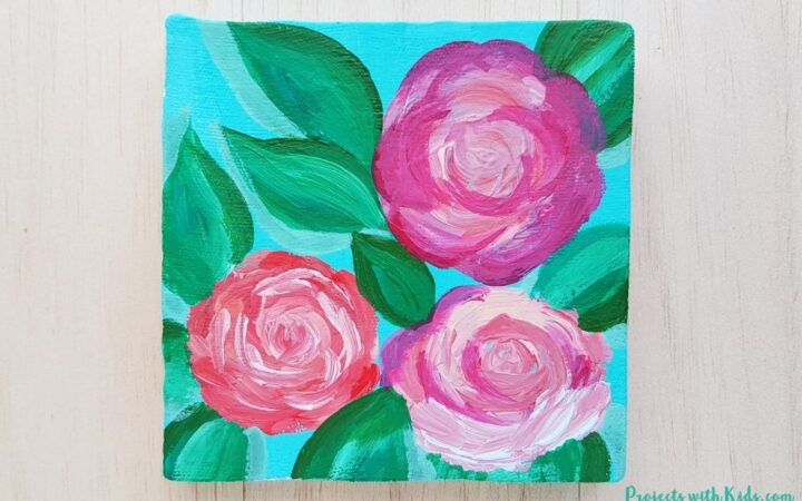 Rose painting tutorial art project for kids and tweens to make