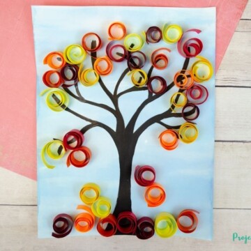 Autumn tree mixed media art project for kids