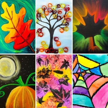 Fall painting ideas for elementary school classrooms with step by step tutorials.