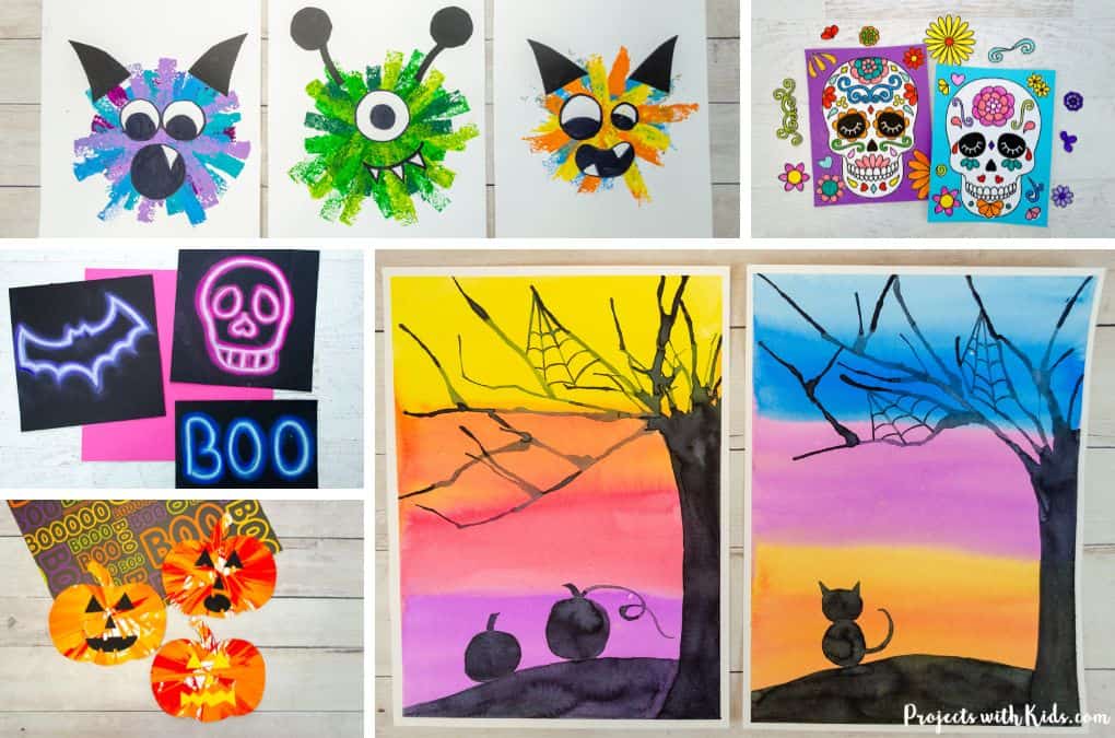 Halloween art projects for kids of all ages for elementary school.