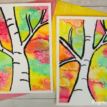 fall birch tree painting for kids