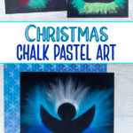 Chalk pastel angel, candy cane and Christmas tree art projects for kids to make.