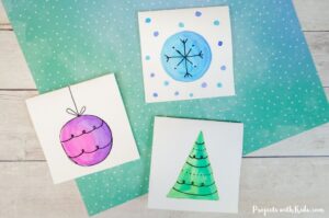 DIY watercolor Christmas cards handmade gift idea for kids