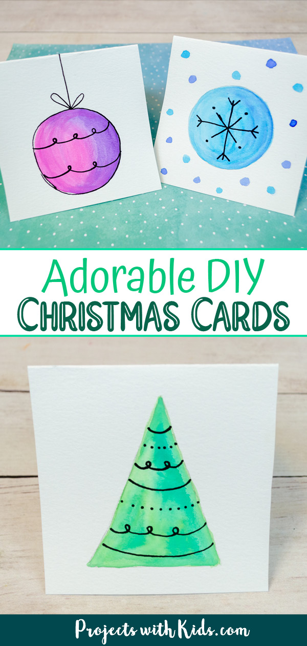 Adorable DIY Watercolor Christmas Cards Kids can Make