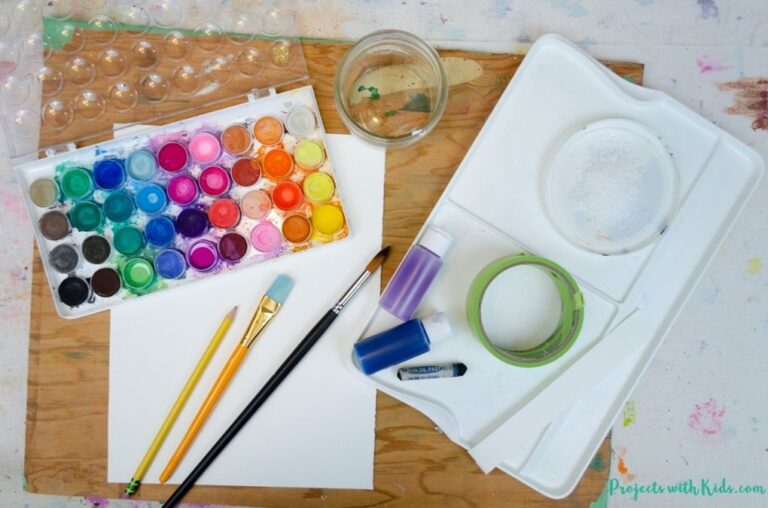 Watercolor Resist Winter Birch Tree Painting Idea for Kids - Projects ...