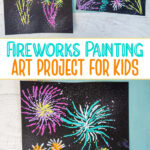 Colorful firework painting for kids to make New Year's Art project