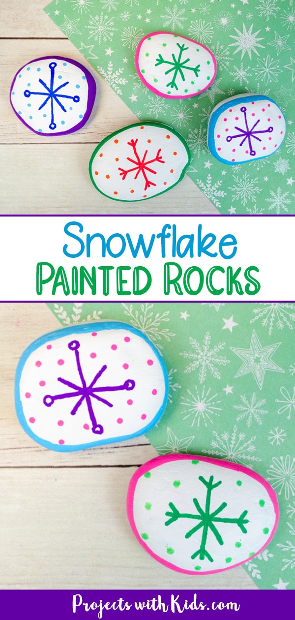 colorful snowflake painted rocks