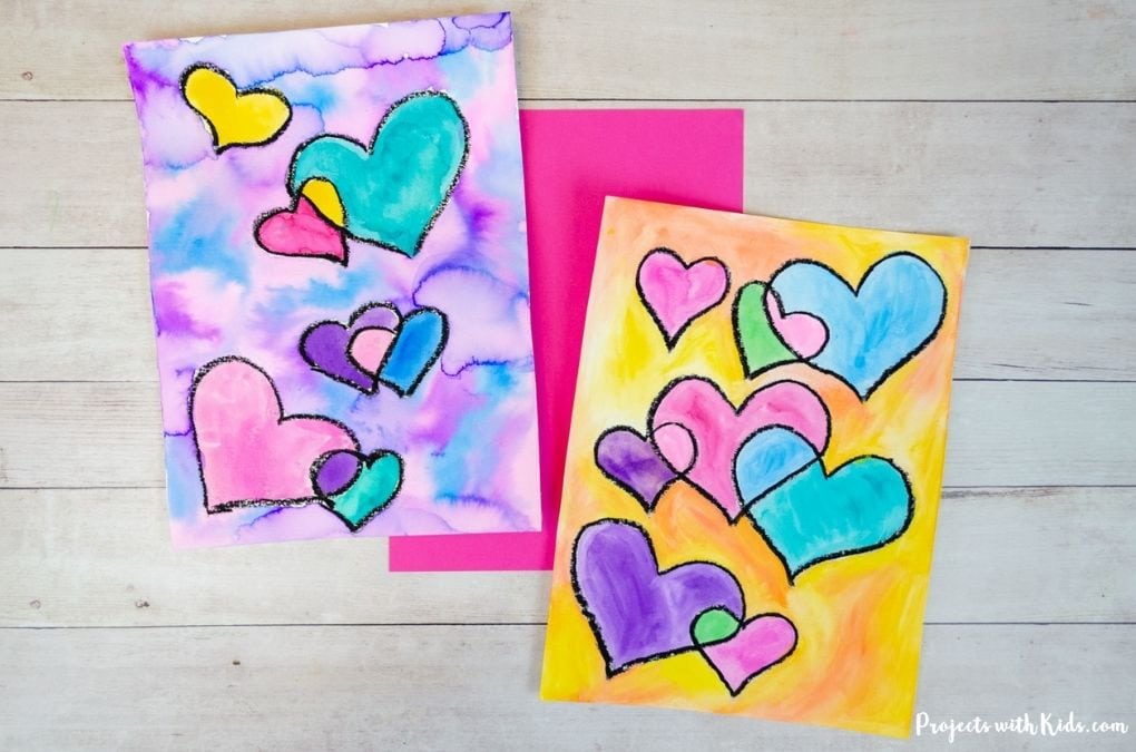 watercolor heart painting for Valentine's Day