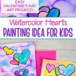 watercolor heart art for kids