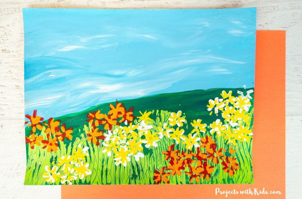 flower landscape painting for kids