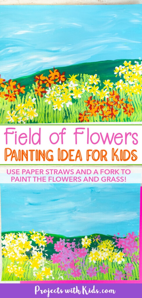 Field of Flowers Painting Idea for Kids to Make - Projects with Kids