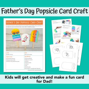 Father's Day popsicle card craft for kids to make with printable templates. PDF example to download or print.