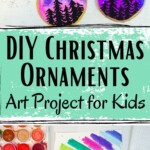Watercolor Christmas ornaments, painting with green watercolor paint on a circle of watecolor paper.