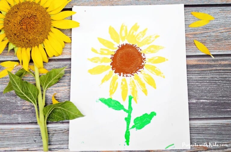 Sunflower Art Project with Real Sunflowers - Projects with Kids